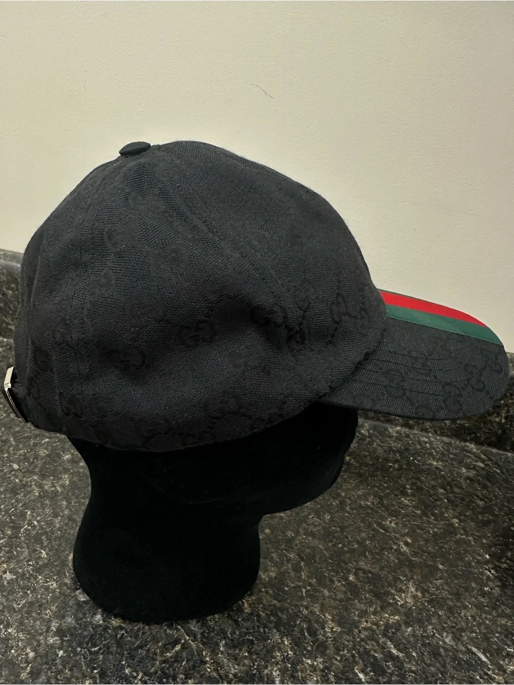 Gucci Black Baseball Cap with Red & Green Center Stripe